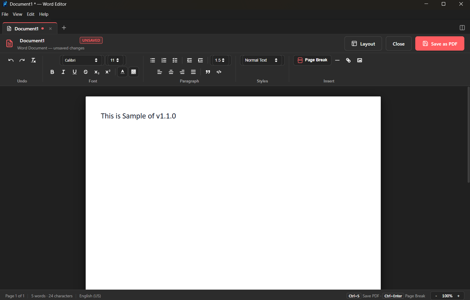 PDFForge Viewer new document screen with rich text, plain text, and image creation options